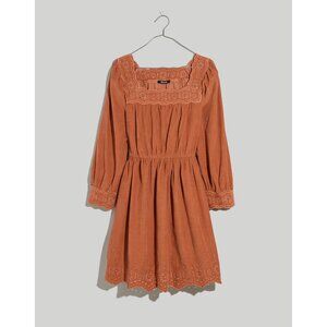 NWT Madewell Womens Size XS Embroidered Corduroy Square-Neck Mini Dress NEW
